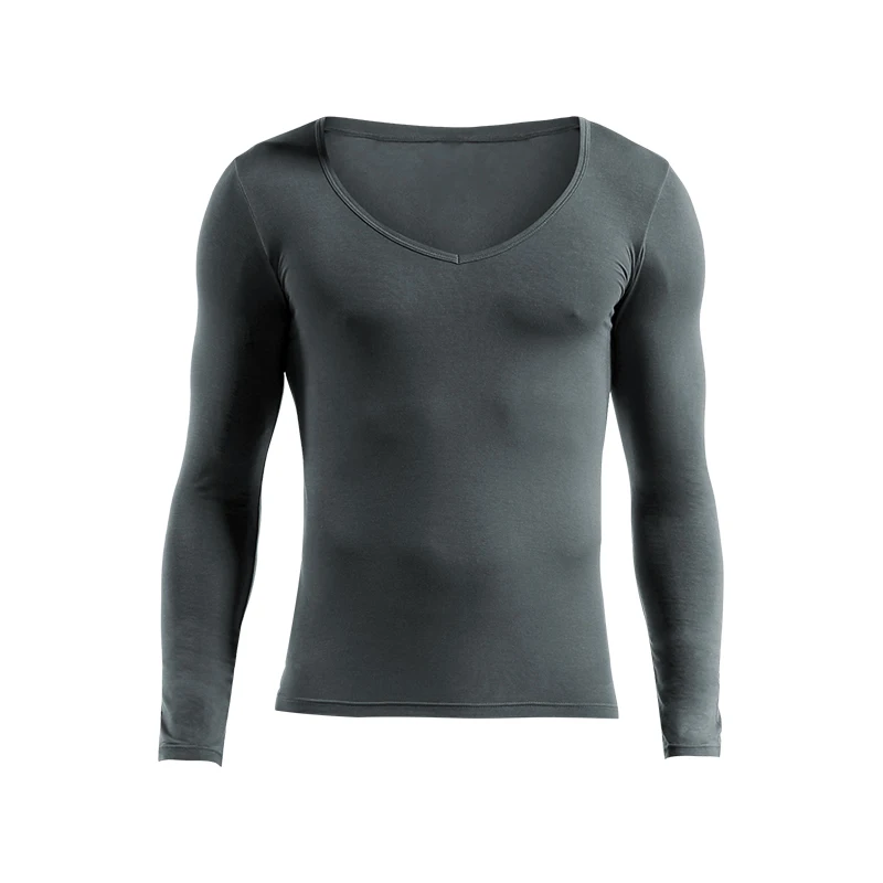 Men's fashionable and comfortable base shirt, warm men's underwear, V-neck slimming, low neck, warm inner top