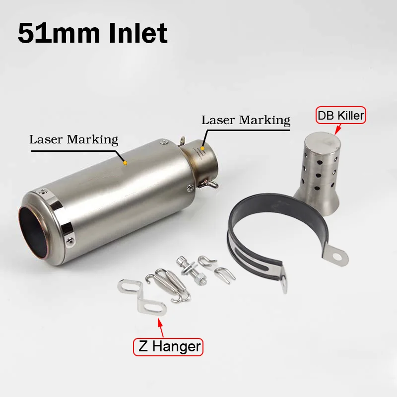 Motorcycle Slip-on Exhaust Pipe with DB Killer Escape Moto Universal 51mm 60mm Muffler for Honda Yamaha Suzuki Kawasaki Benelli