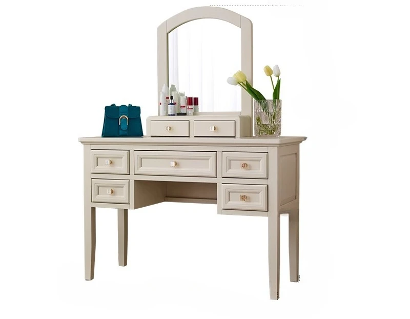 

Modern American light luxury rural pastoral cream style all solid wood dresser makeup stool combination