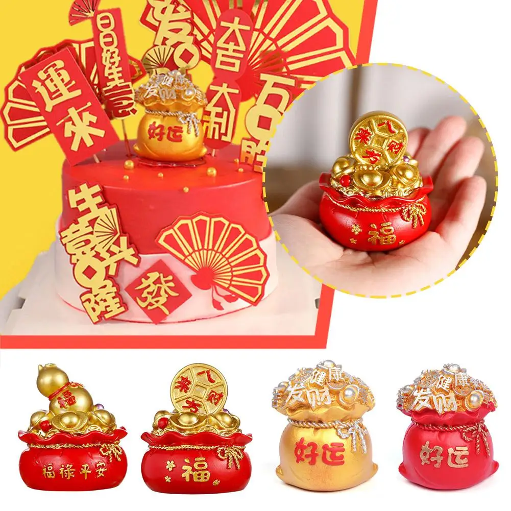 Spring Festival Money Bag Resin Decorative Ornaments Home Cake Blessing Luck Decoration Good Bag Tabletop Decoration Y9y5