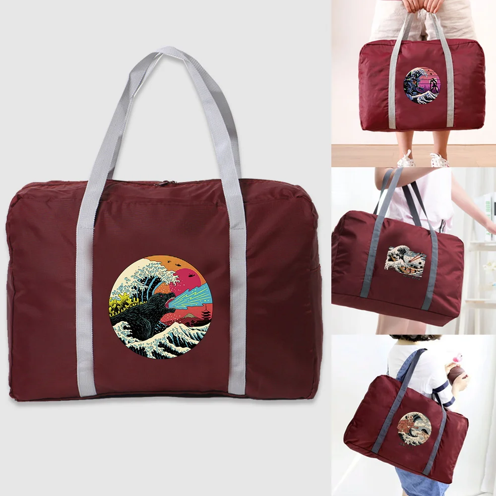 

New Nylon Foldable Travel Bags Women Large Capacity Bag Luggage Unisex Holiday Accessories Handbags Wave Pattern Men Travel Bags