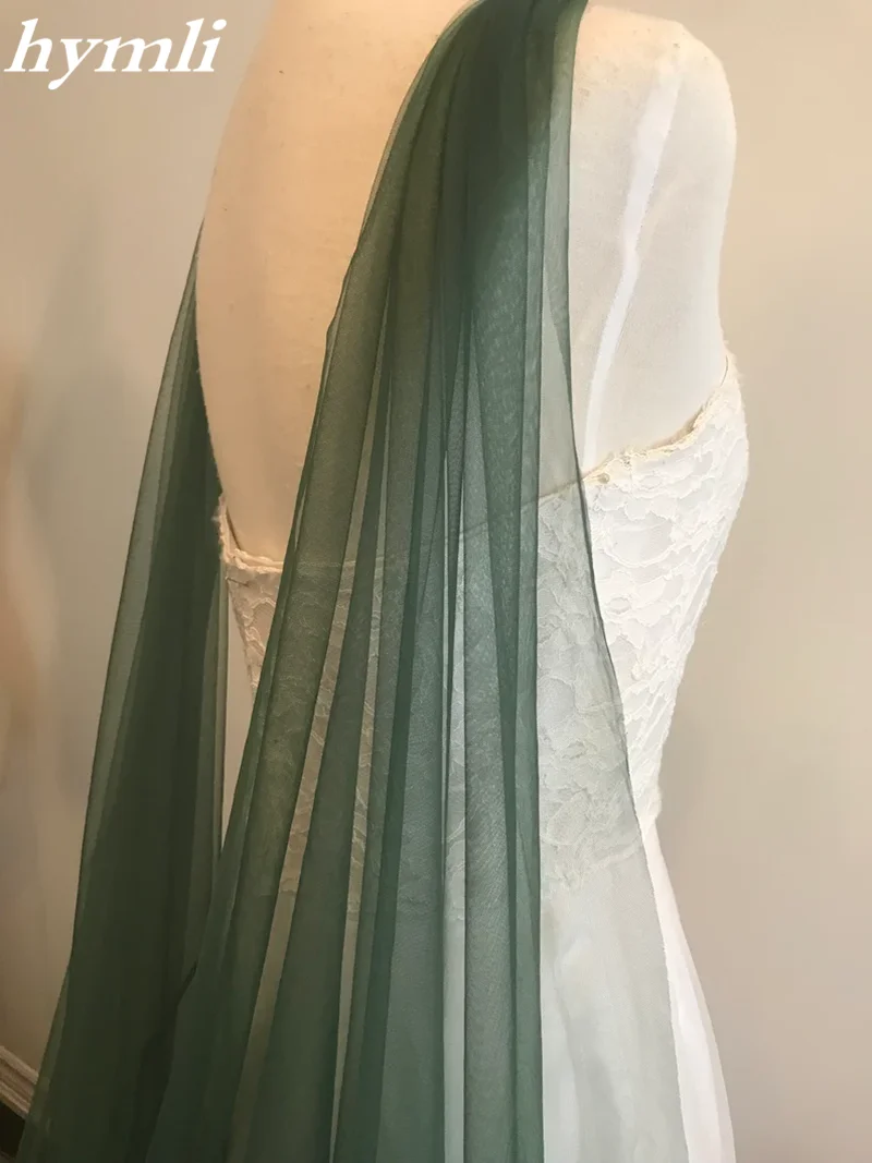 Green Draped Cape, Bridal Green Cape, Soft Tulle Green Shoulder Cape, 60\