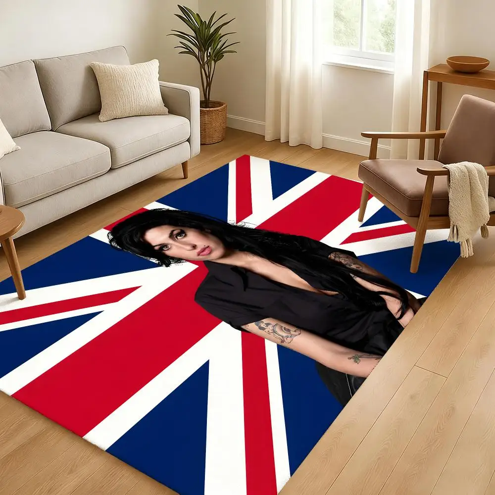 Singer A-Amy Winehouse Floor Mat Soft Thickened Absorbent Non-Slip Bedroom Living Room Door Mat Home Decor Flannel Rugs