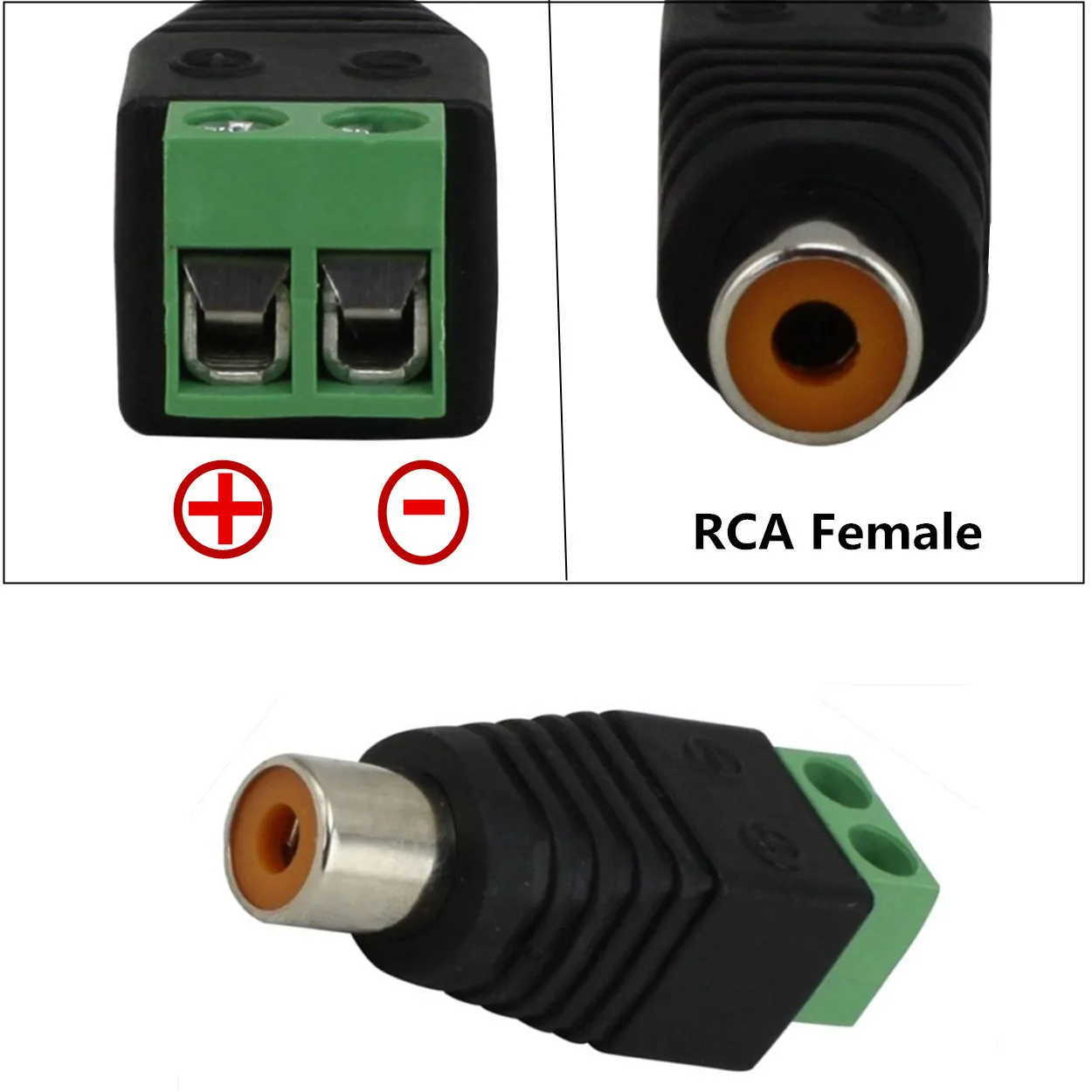 2pcs Coax Camera CCTV Video AV Screw Terminal Balun RCA Phono Female Solderless Speaker Wire Connector Adapter