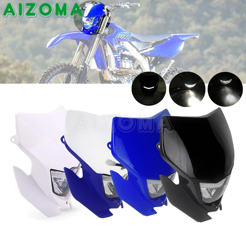 Motorcycle Headlight Head Lamp Enduro Headlamp Mask For Yamaha Honda WR450 YZ250 TTR YZF Dirt Bike Motocross Front Light Fairing
