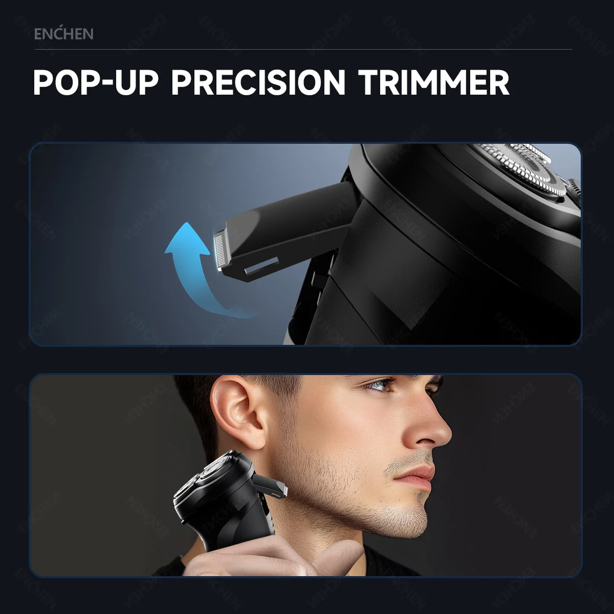 Picture 7: ENCHEN Blackstone-C Electric Rotary 3D Shaver Type-C Quick Charging With POP-UP Precision Trimmer And Safety lock