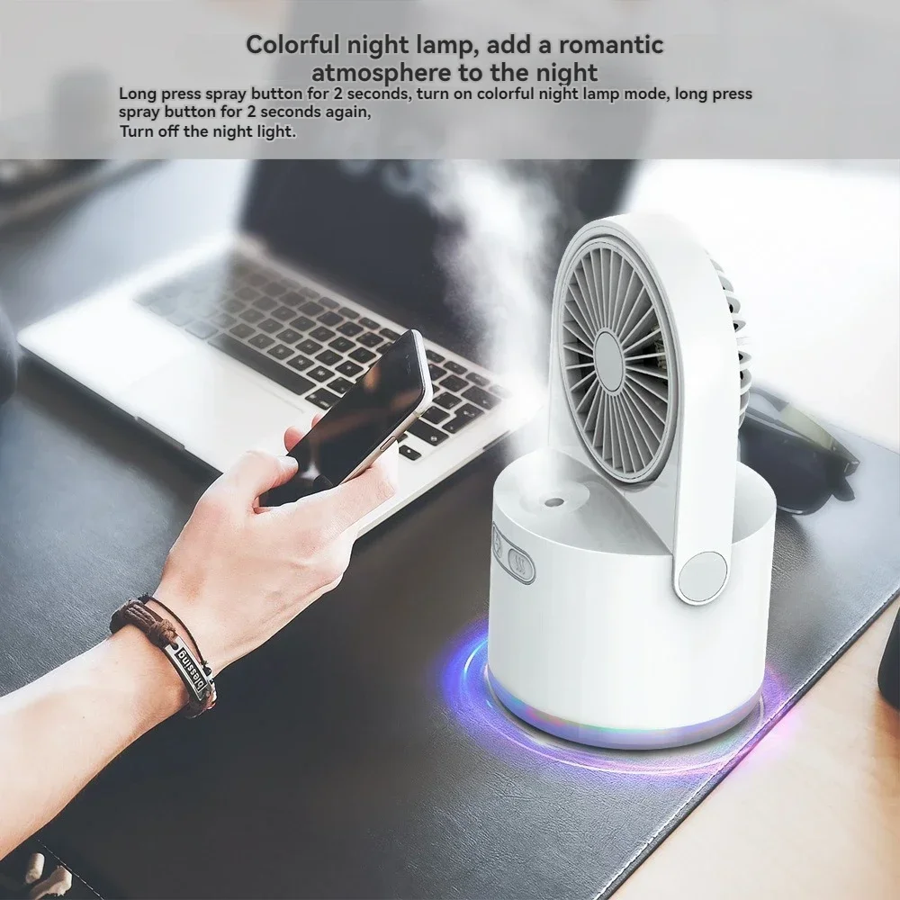 

Portable Water Mist USB Charging Small Fan Spray Fan Mini Handheld Humidification Cooling Office Desktop Three Gear Humidifi