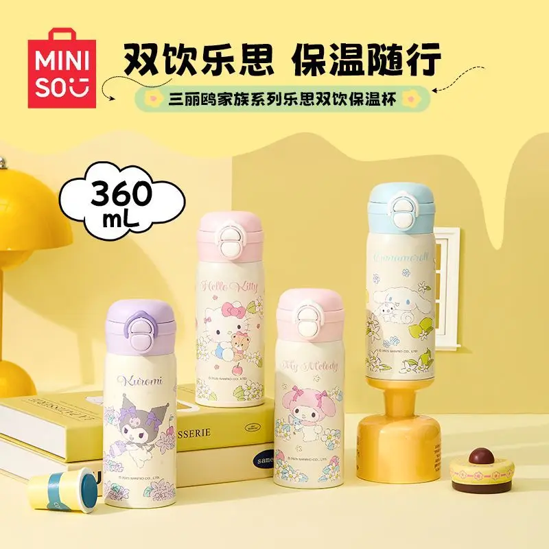

Miniso 360 мл нержавеющая сталь Kuromi Hello Kitty термос чашка мультяшная изолированная бутылка для воды портативная термос праздничный подарок