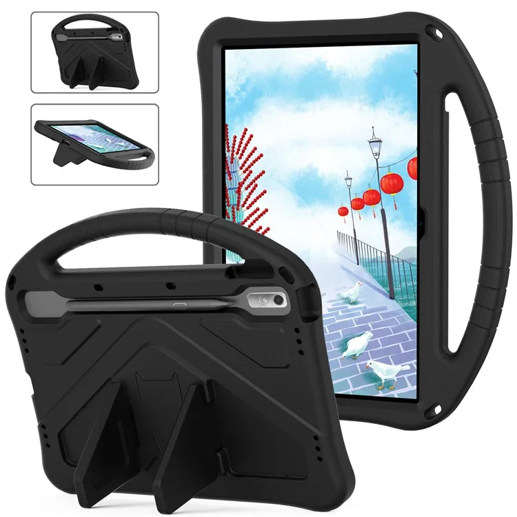 

Tablet Case for Lenovo Tab P11 Pro Gen 2, Portable Handle Foldable Kickstand Shockproof EVA Protective Cover - Black