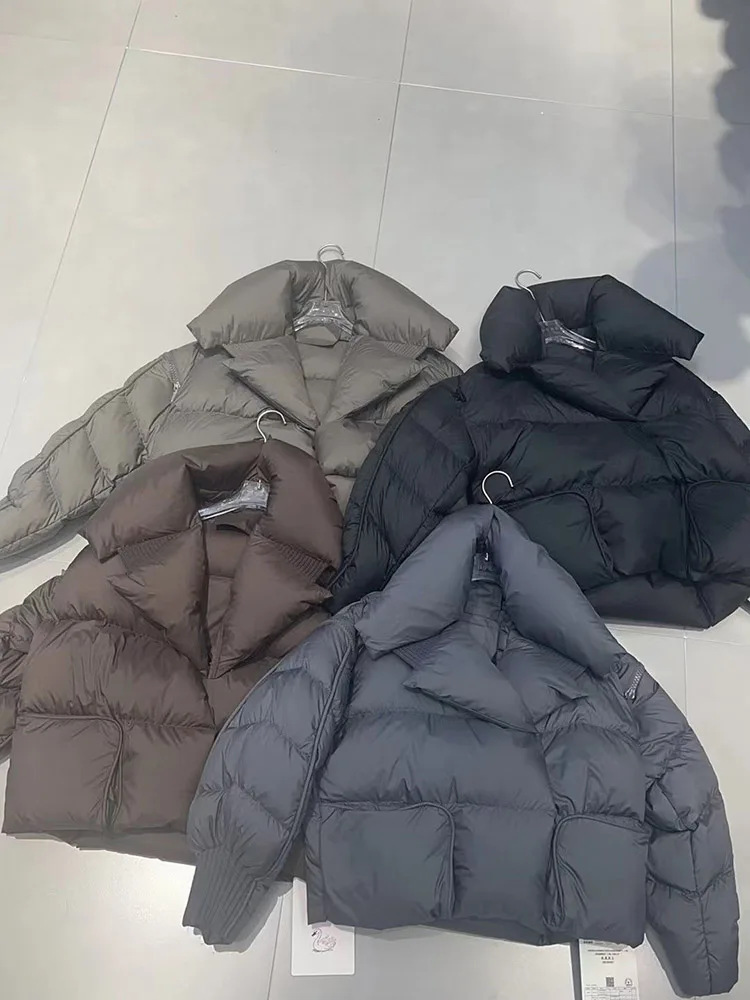 2025 chaqueta acolchada de invierno para mujer, abrigo corto 90% de plumón de pato blanco, ropa de calle femenina, Parkas cálidas, prendas de vestir con mangas extraíbles