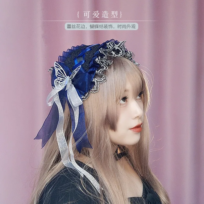 Lolita Kawaii Cat Ears Lace Bow Headband Cosplay Anime KC Hair Band Cute Girl Maid Headdress Hair Accessories Head Wrap