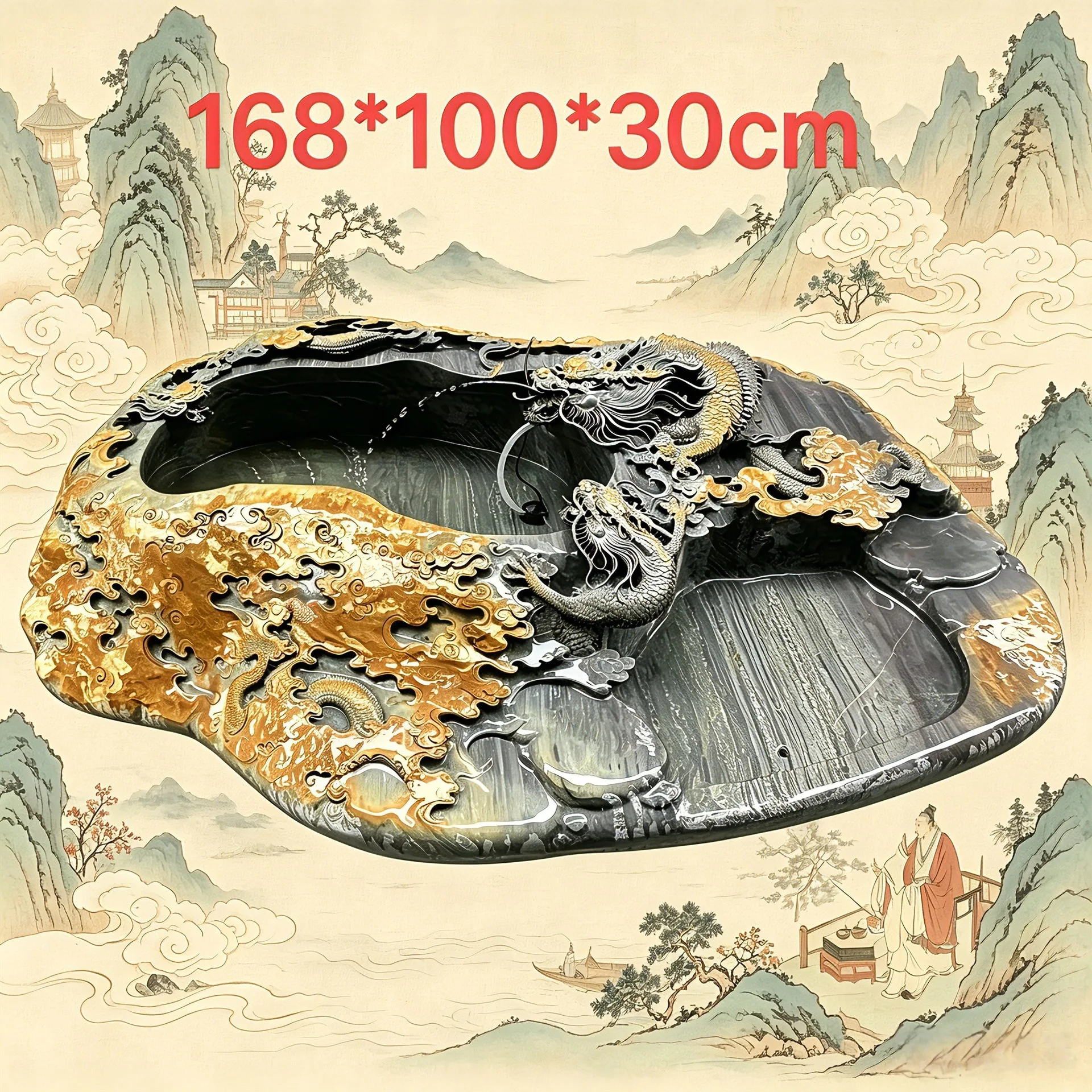 Inkstone fish tank dragon turtle decorative craft ornament end inkstone