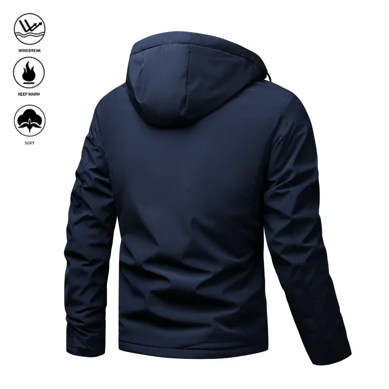 سترة رجالية متوسطة الطول مبطنة بالصوف سترة غير رسمية سميكة معطف شتوي دافئ من القطن وصل حديثًا 2025 شباب متوسط العمر عبر الحدود