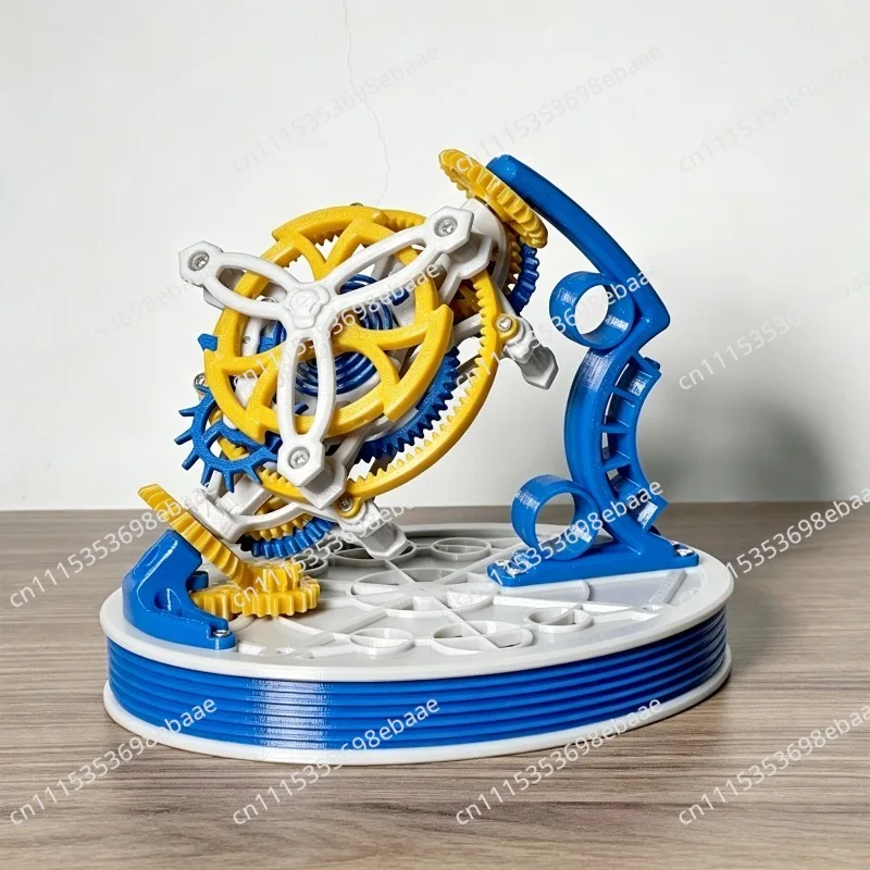 Dual-Axis Spherical Tourbillon Movement Desk Ornament Gift Handmade Mechanical Educational Wind-Up Toy