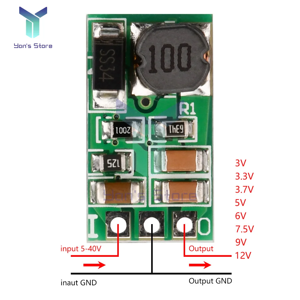 1Pcs DC-DC DC 5-40V to 3V 3.3V 5V 1A Buck Step Down Conversion Power Module Voltage Regulator Board With Row Needles