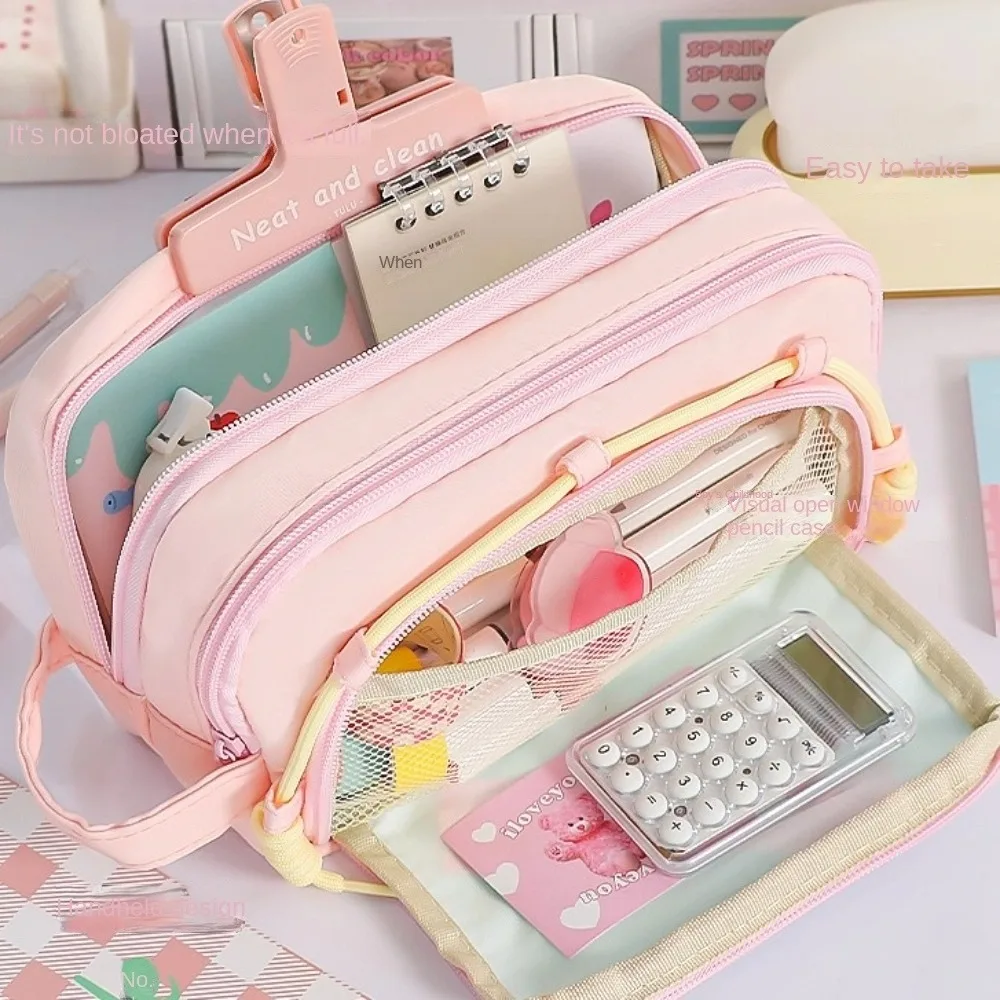 

Large Capacity Cartoon Puppy Pencil Case Ins Y2K Dog 4 Multi Layers Korean Pencil Bag Portable Zipper Stationery Storage Bag