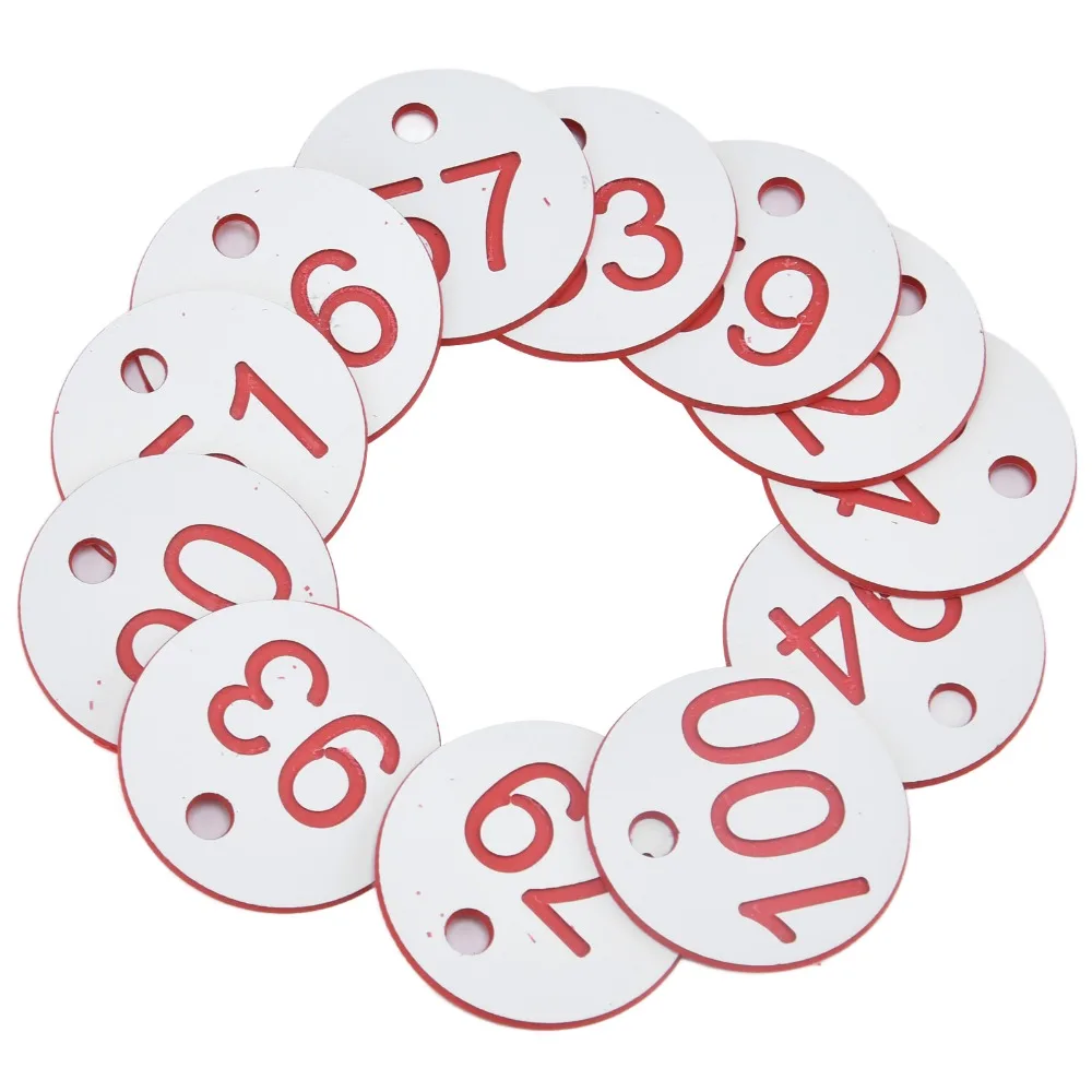 50Pcs ABS Beehive Tag With Hole Round Shape Beekeeping Tag Portable Numbered 51-100 Beehive Label Livestock Management
