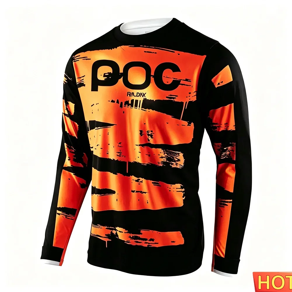 Unisex 3D All Over Mountain Bike Long Sleeve Jersey Black Fluorescent Green Brush Stroke Print MTB Off-road Cycling Sports Tops view 6