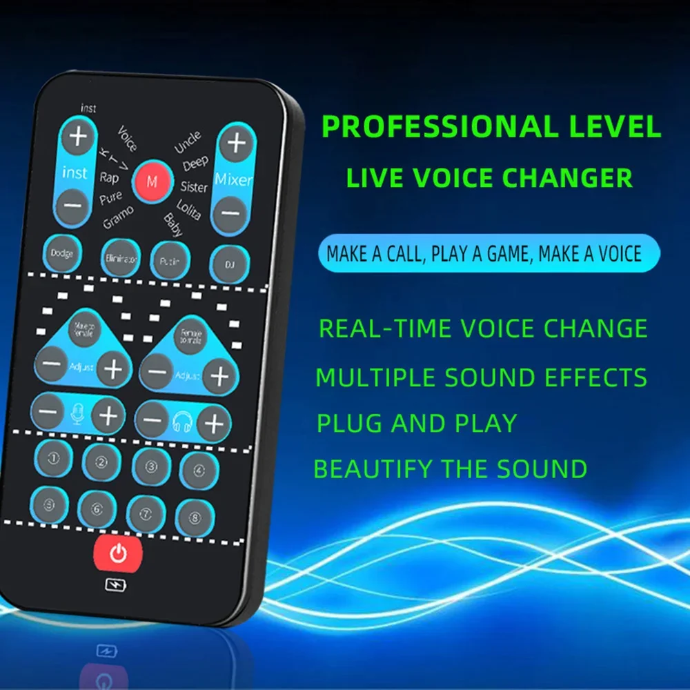 M10 Voice Changer Device Karaoke Sound Card Male Female Voice Switch Portable Sound Changer Card Fine Tuning for Live Music