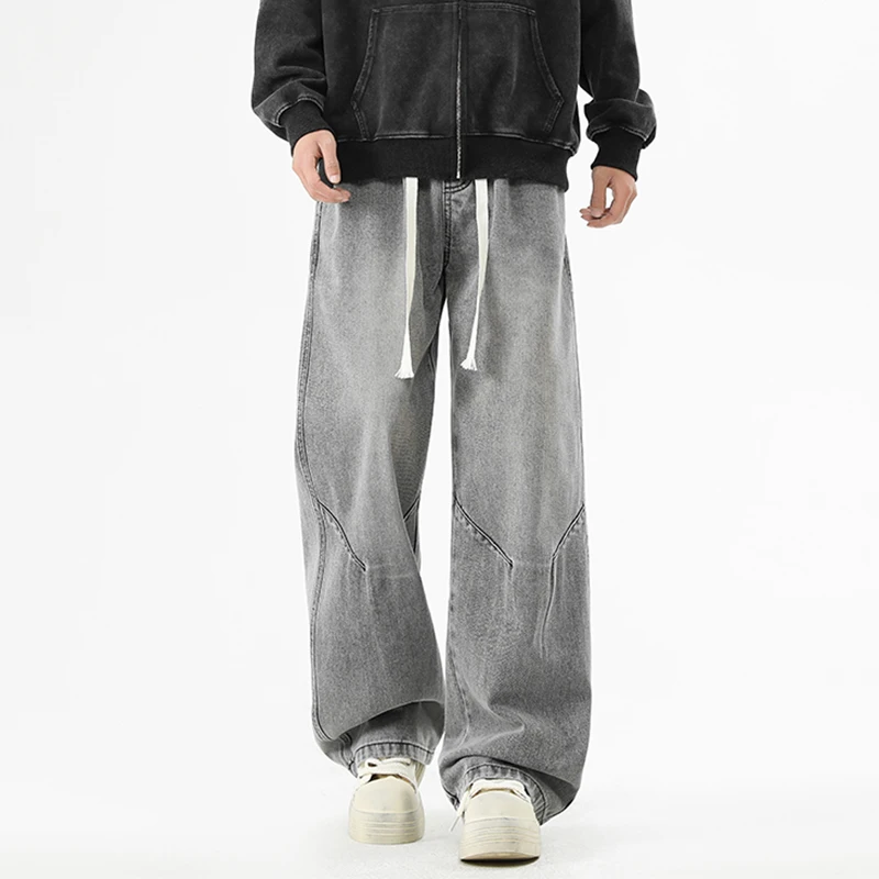 

American Jeans Hosen Large Wide Version Pant Sets Draped Retro Straight Casual Trendy Brand Wide-leg Trousers Men's Clothing