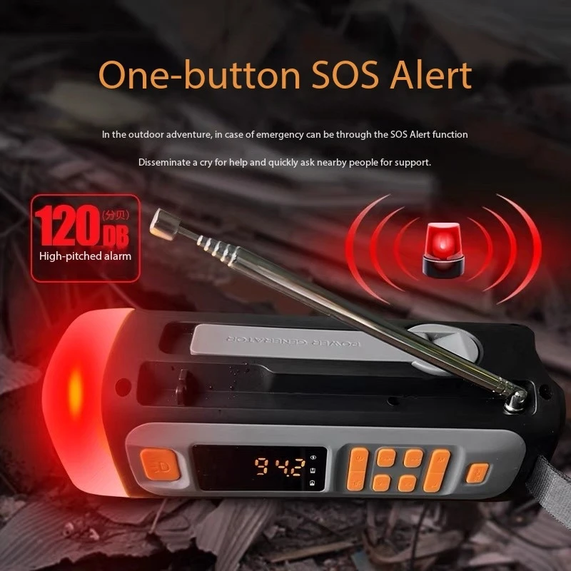 

New Solar Hand Crank Radio Multifunction Portable Emergency AM/FM DAB Radio with Flashlight Solar SOS for Outdoor Camping