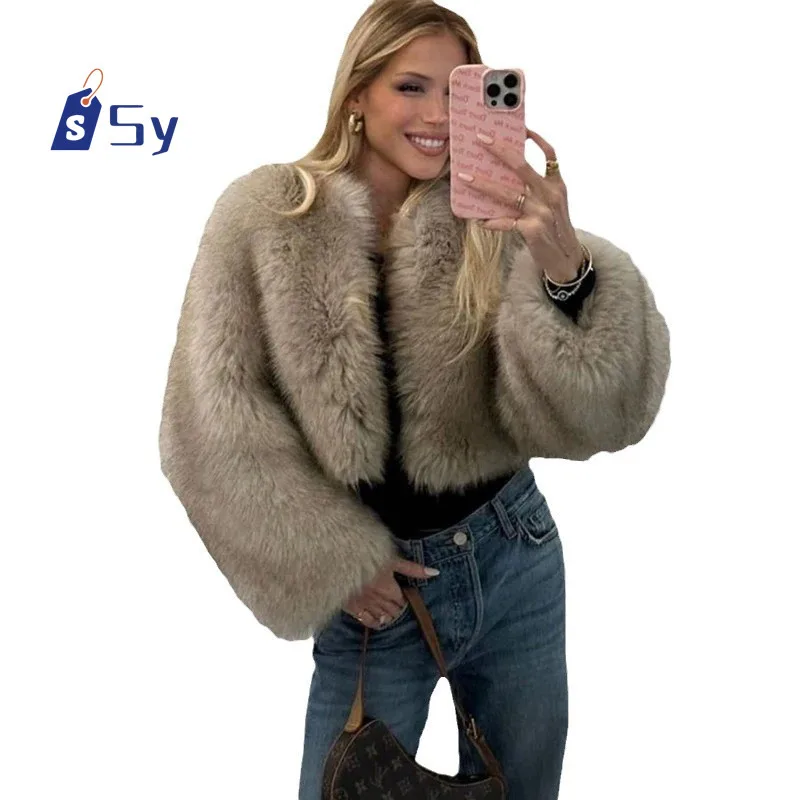 

Sy Street Fashion Week Luxury Cutting Faux Fur Coat 2024 Winter Women's Hot Cool Girls Fluffy Short Fur Leather Jacket