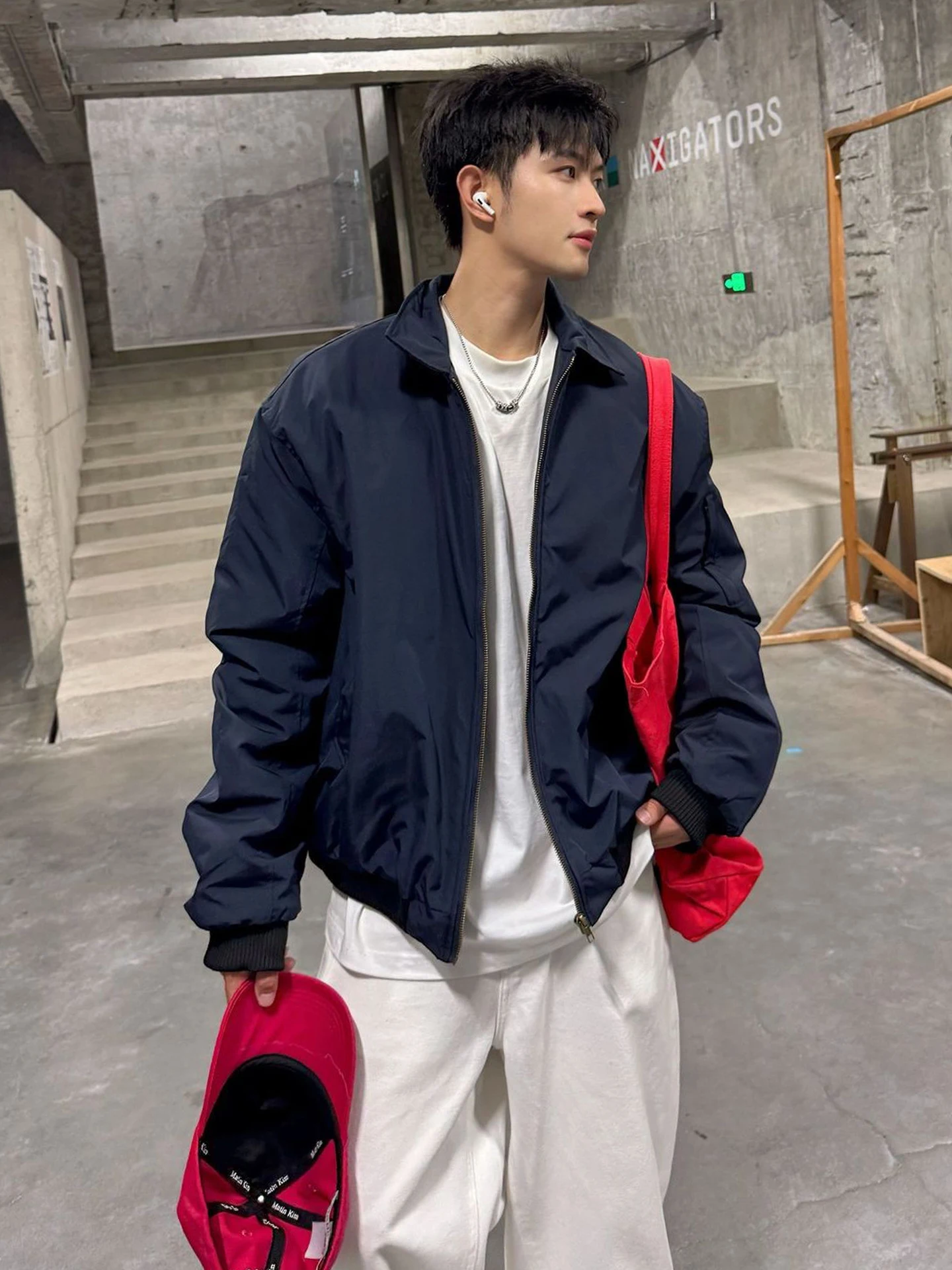 

Мужская куртка-бомбер Stand Fit American Style Flight Jacket, рабочая одежда, с отложным воротником, Cleanfit, бейсбольная, королевский синий цвет