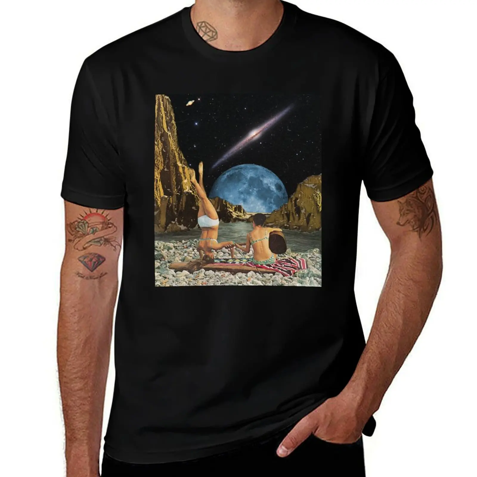 Vintage Collage Art T-Shirt Abstract Pattern Print Top T-Shirt