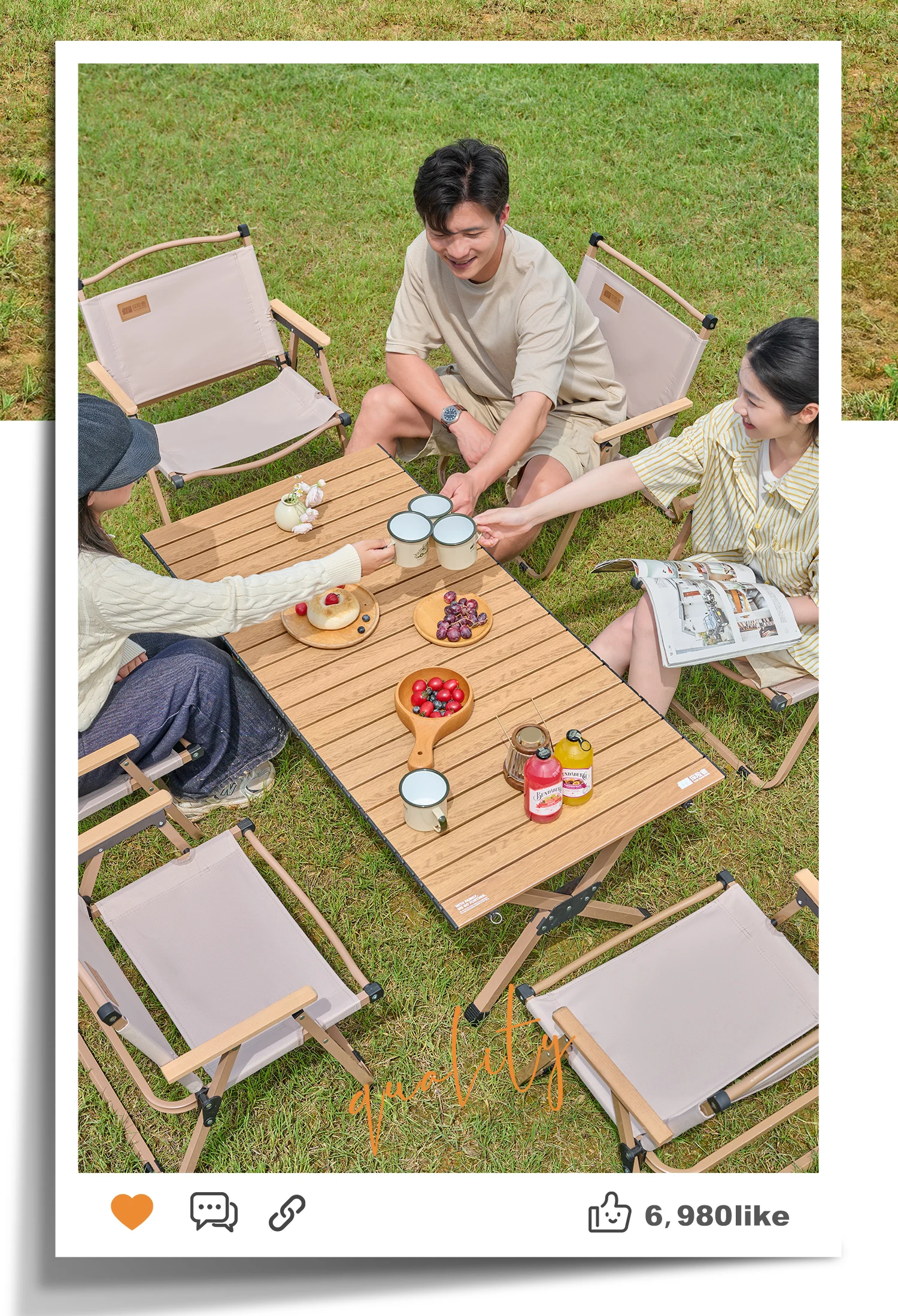 

Picnic Full Set Of Equipment Outdoor Portable Egg Roll Table Picnic Camping Table Chair Folding Chair Table Integrated
