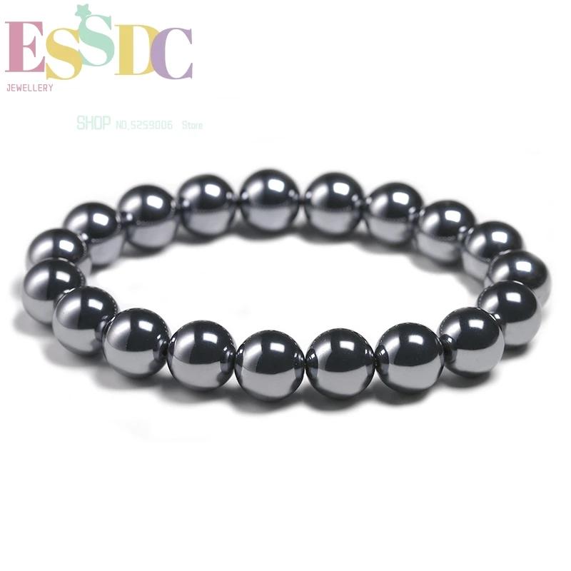 

AAA Natural Black Shine Terahertz Round Beads Stone Bracelet Women 6/8/10mm Men Jewelry Health Gemstone Gift