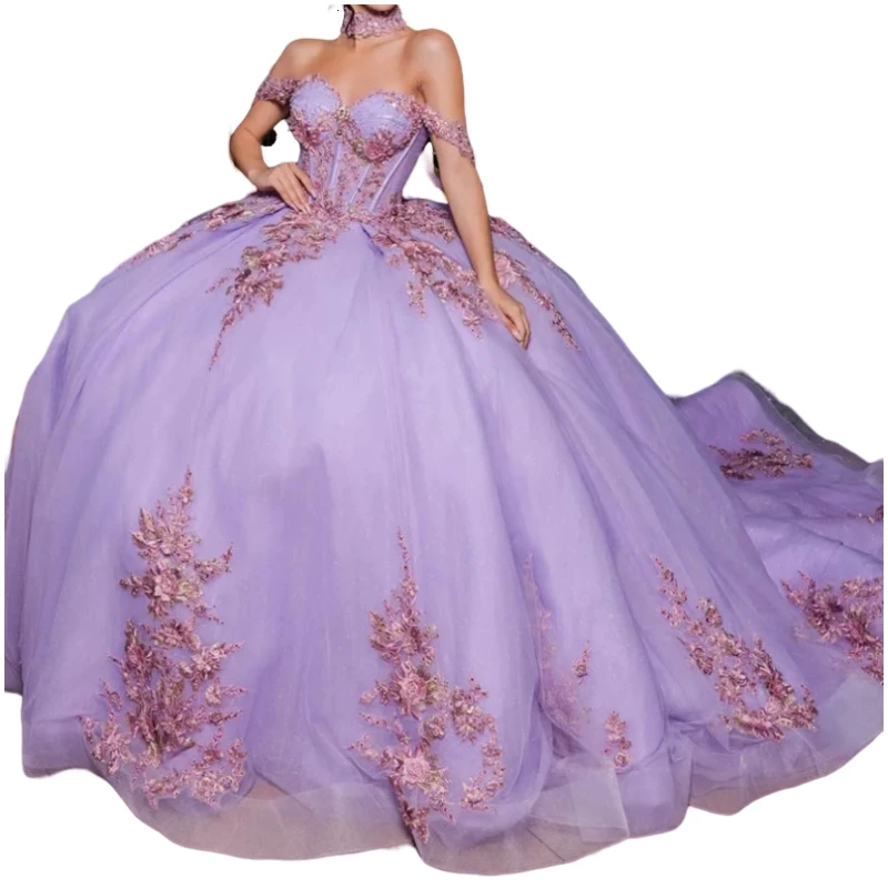 Customized Elegant Lilac Quinceanera Dresses Vestidos De 15 Quinceañera Princess Sweet 16 Dress XV Birthday Party Prom Pageant