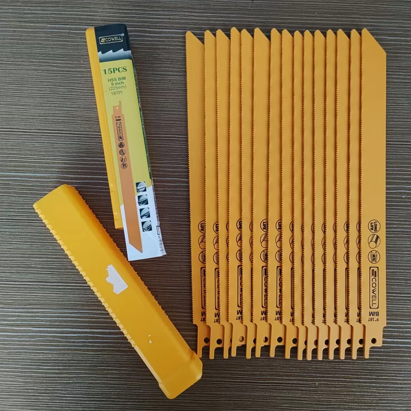15枚入り-hss-バイメタル-9インチ-18tpi-解体用セイバーソーブレード-ユニバーサルシャンク-ジグソー-レシプロソーブレード-金属・鋼材切断用