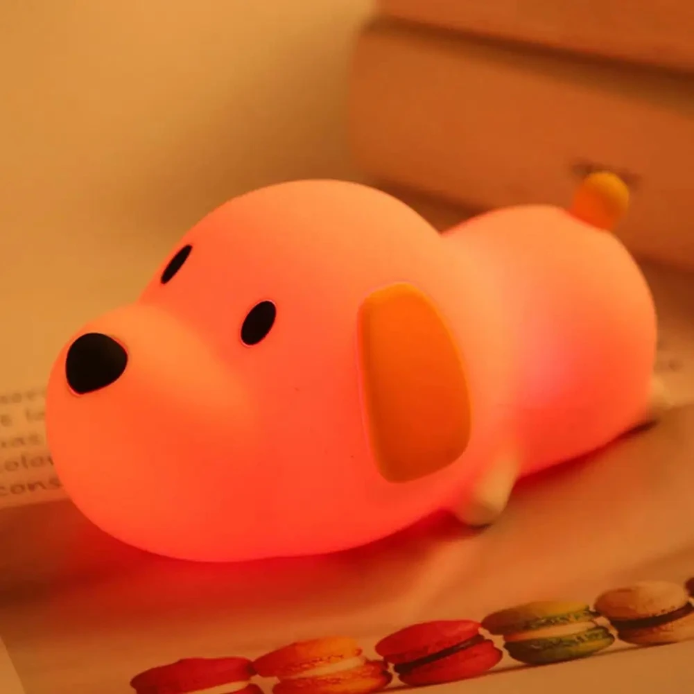 

LICE-Silicone Dog Lamp Children Bedside Lamp Led Night Lamp Breastfeeding Nursery Nightlight Night Light Adjustable Touch
