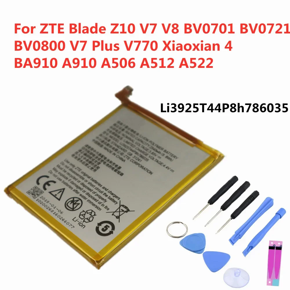 High Quality Original Li3925T44P8h786035 battery For ZTE Blade V7 Z10 BA910 A910 A512 Xiaoxian 4 BV0701 Phone Batteries + Tools