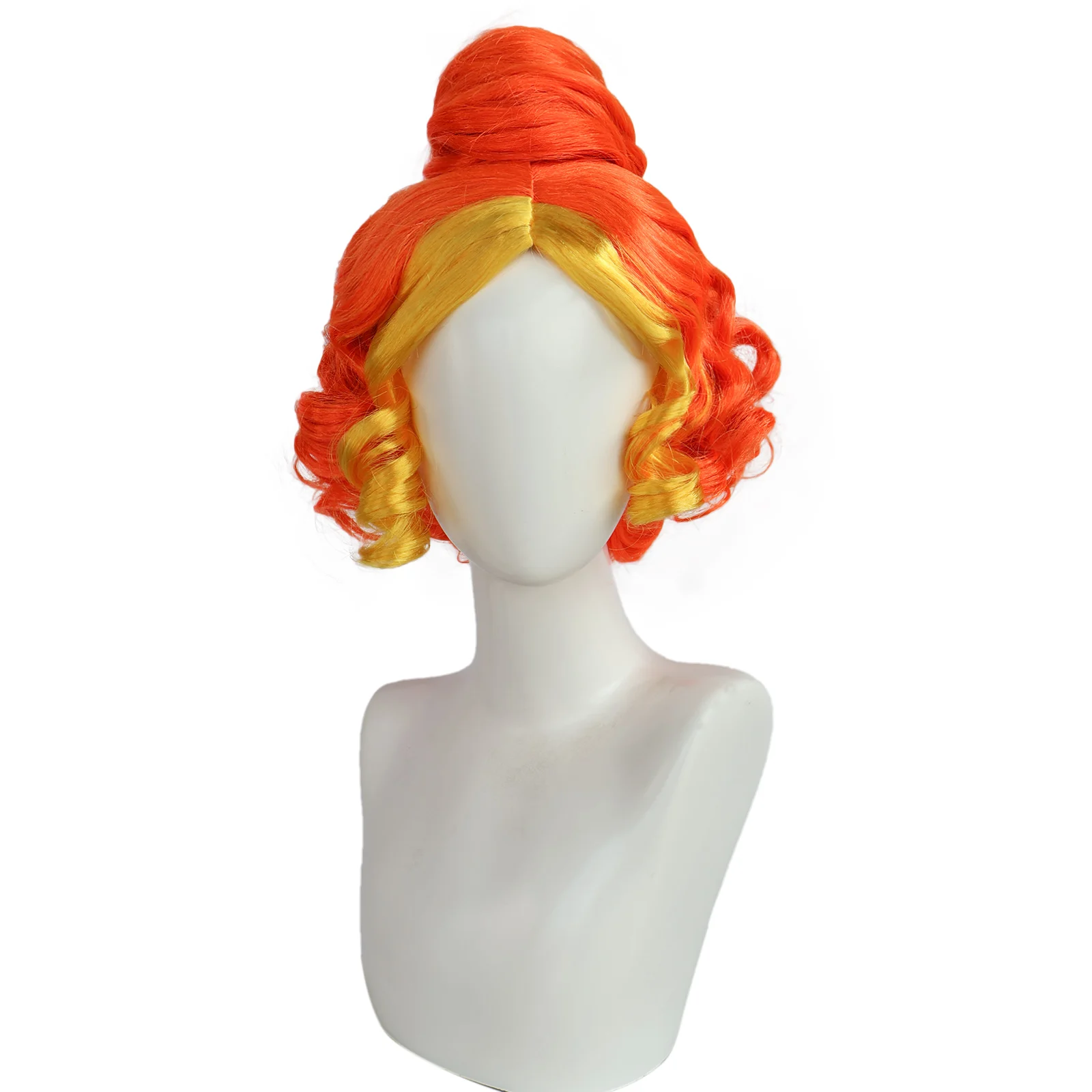 

Synthetic Short Orange Yellow Mixed Color Curly Cosplay Wig For Music Festival Carnival Comic Exhibition