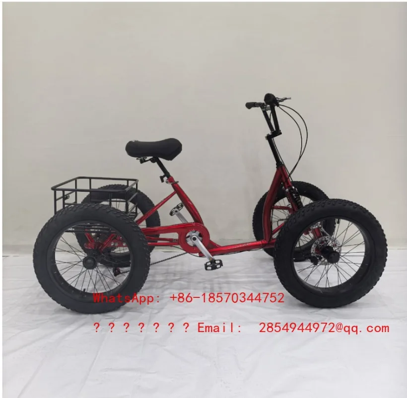 Bicicleta de Carga de 20 Pulgadas con Neumáticos Anchos, Bicicleta de 4 Ruedas con Pedales, Puede Usarse como Bicicleta de Carga para Viajes Urbanos con Canasta de Almacenamiento