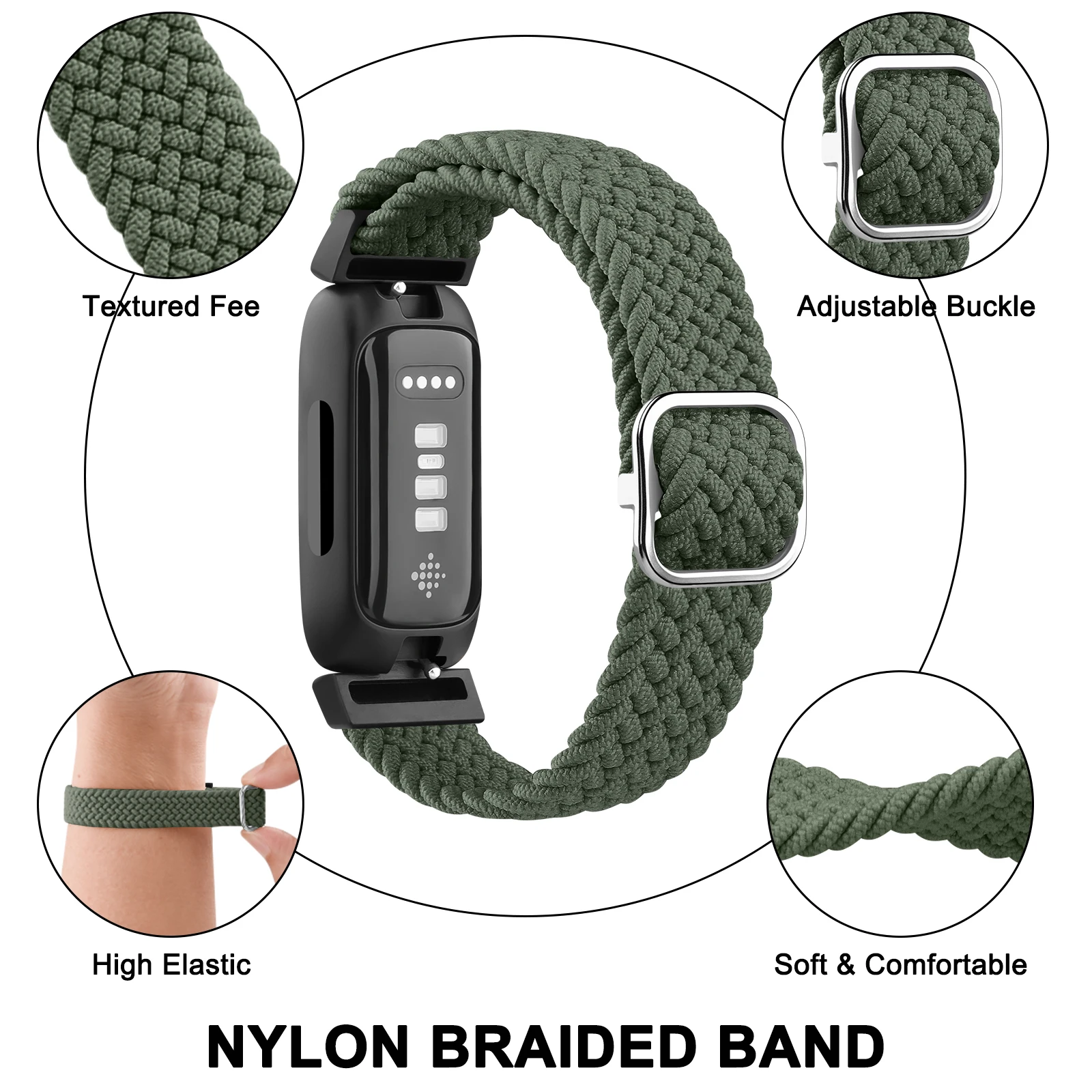 Fitbit Inspire 3/2/HR Inspire 시계 밴드용 땋은 솔로 루프 Fitbit ACE 3 2 스포츠 팔찌 교체용 조절 가능한 손목 밴드