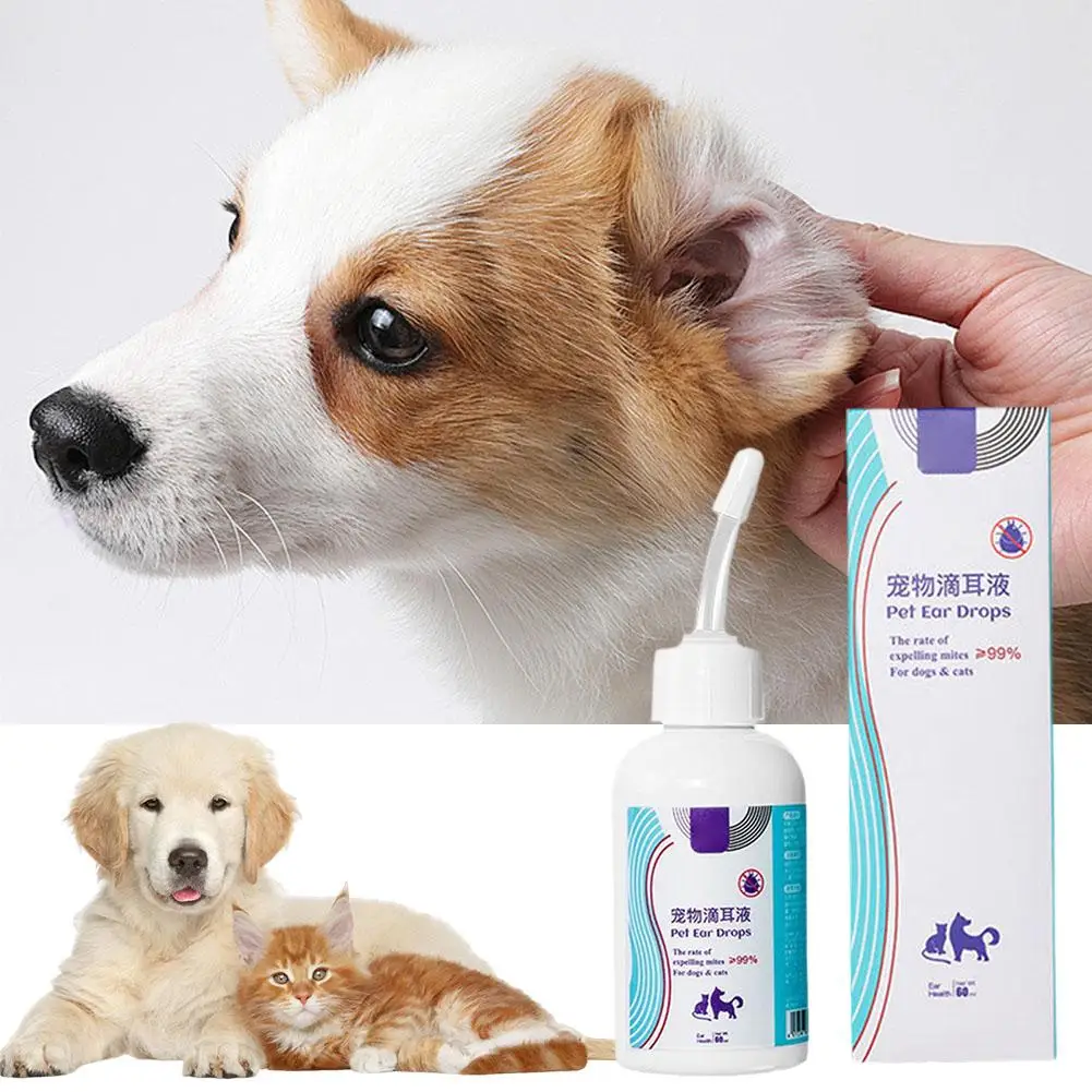 Pet Ear Cleaner Removes Ear Mites Fungus Cat Dog Dedicated Anti-Inflammatory Drops Ear Cleansing Relieve Ear Itching U8B2