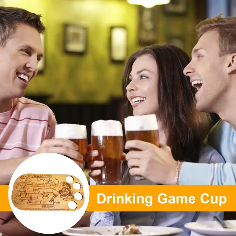 Shot Wijn Cup Spel Houten Wijn Bordspel Basis Met Drinkbekers Vliegende Schaaktafel Drinkbar Spel Set Interactieve Tafel