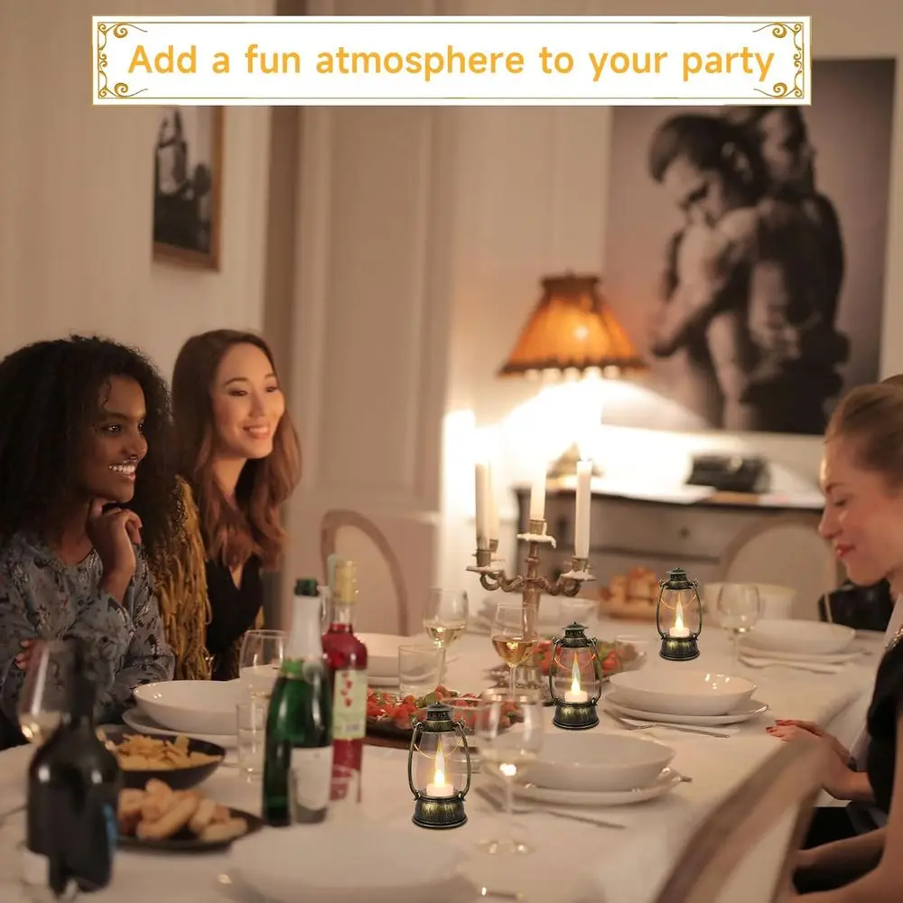 Conjunto de 12 mini lanternas de latão estilo vintage de 6 polegadas para Halloween, festas de jardim, camping e decoração de Natal