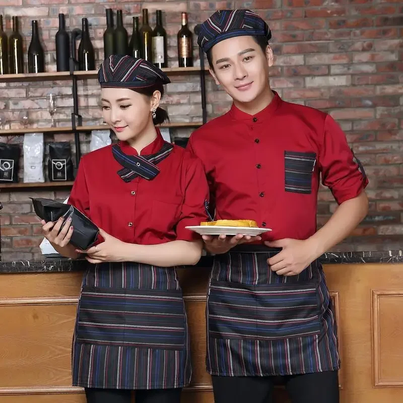 

Short Sleeve Western Restaurant Waiter Uniform Hotel Food Service Waitress Uniform Cafe Staff Workwear Coffee Shop Bar Overalls