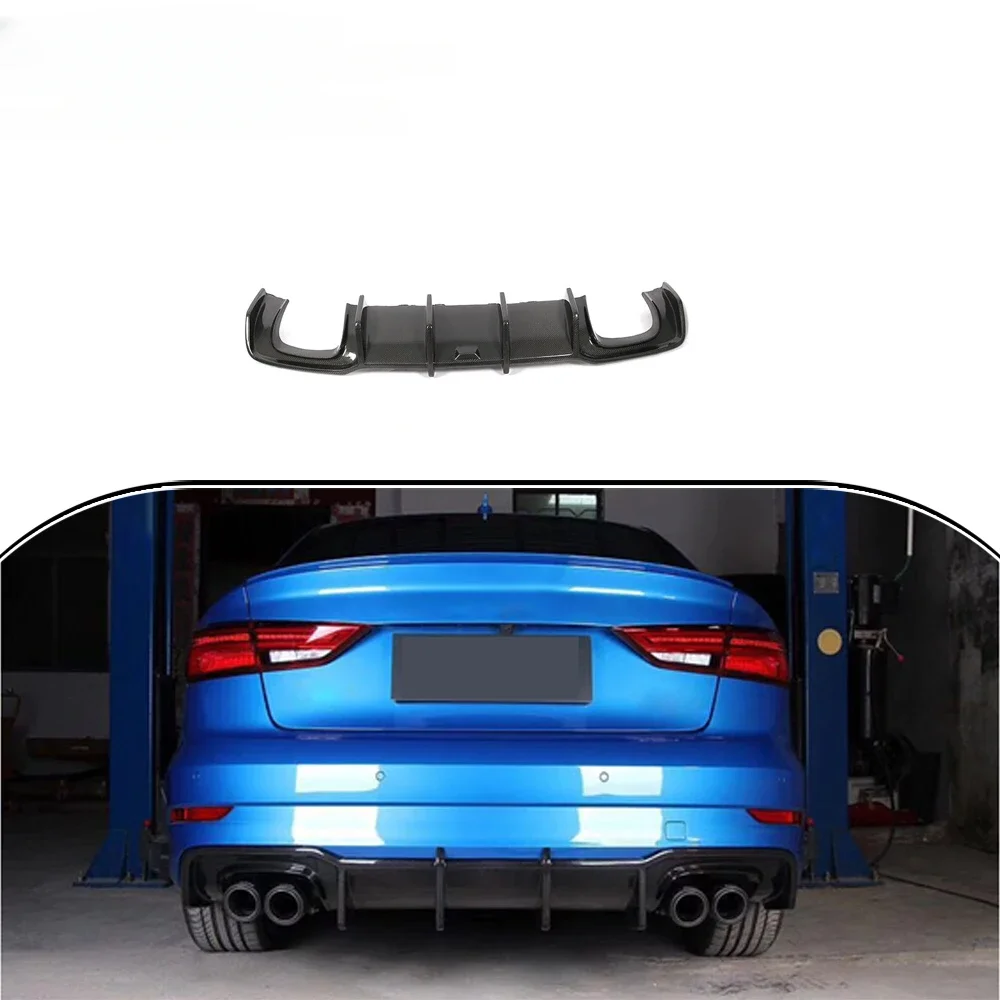 For  S3 A3 SLINE carbon fiber rear bumper Lip diffuser 2017-2019 body kit bumpercustom