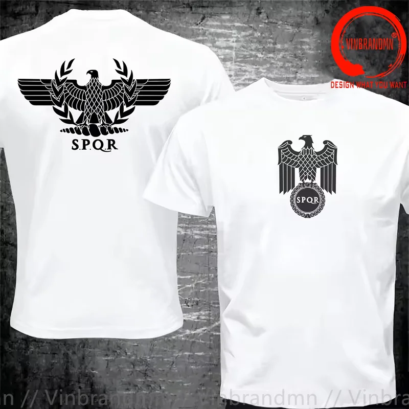 Vintage SPQR Logo Of The Roman Eagle T Shirts Men Short Sleeve Cotton T-Shirts Fashion Casual Clothing Stylish Leisure Tee Shirt