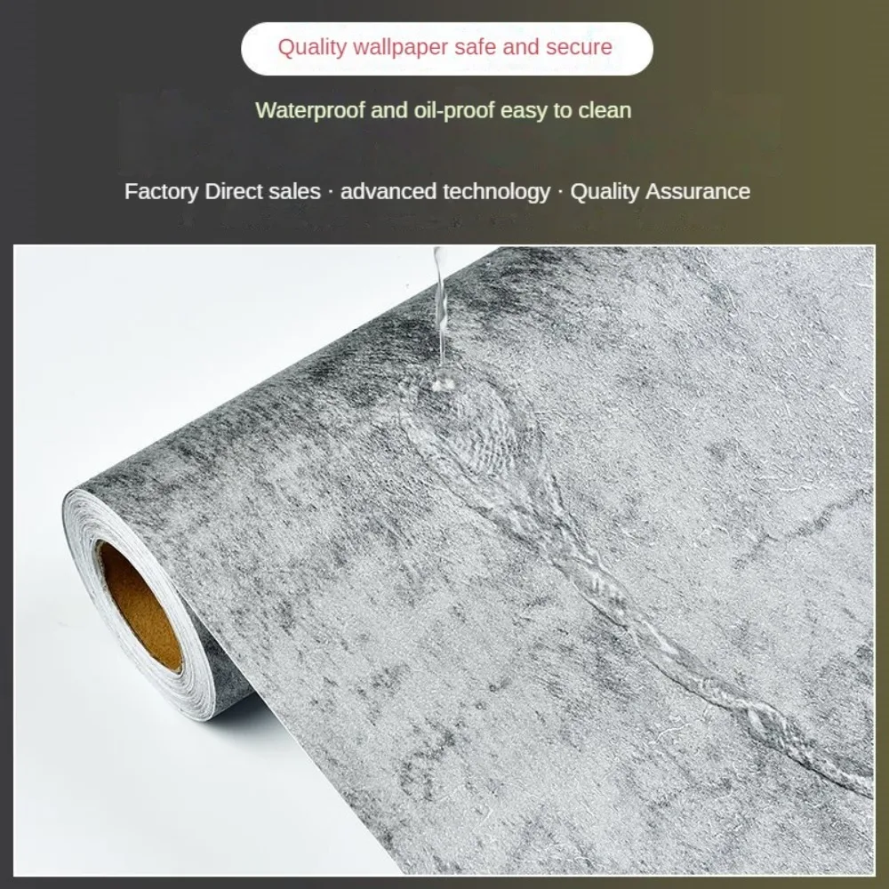 Cement Gray Wallpaper Self-adhesive Waterproof Stickers Wall Gray Wallpaper Self-adhesive Industrial Style Wall Decor Bedroom