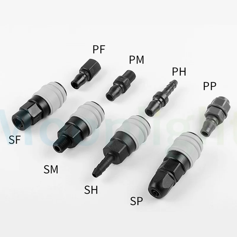 Plastic Steel Self Locking C Type Pneumatic Quick Plug Connector PP SP PH SH PM SM PF SF 20 30 40 SMV 1/4 Female SMY 1/2 Male