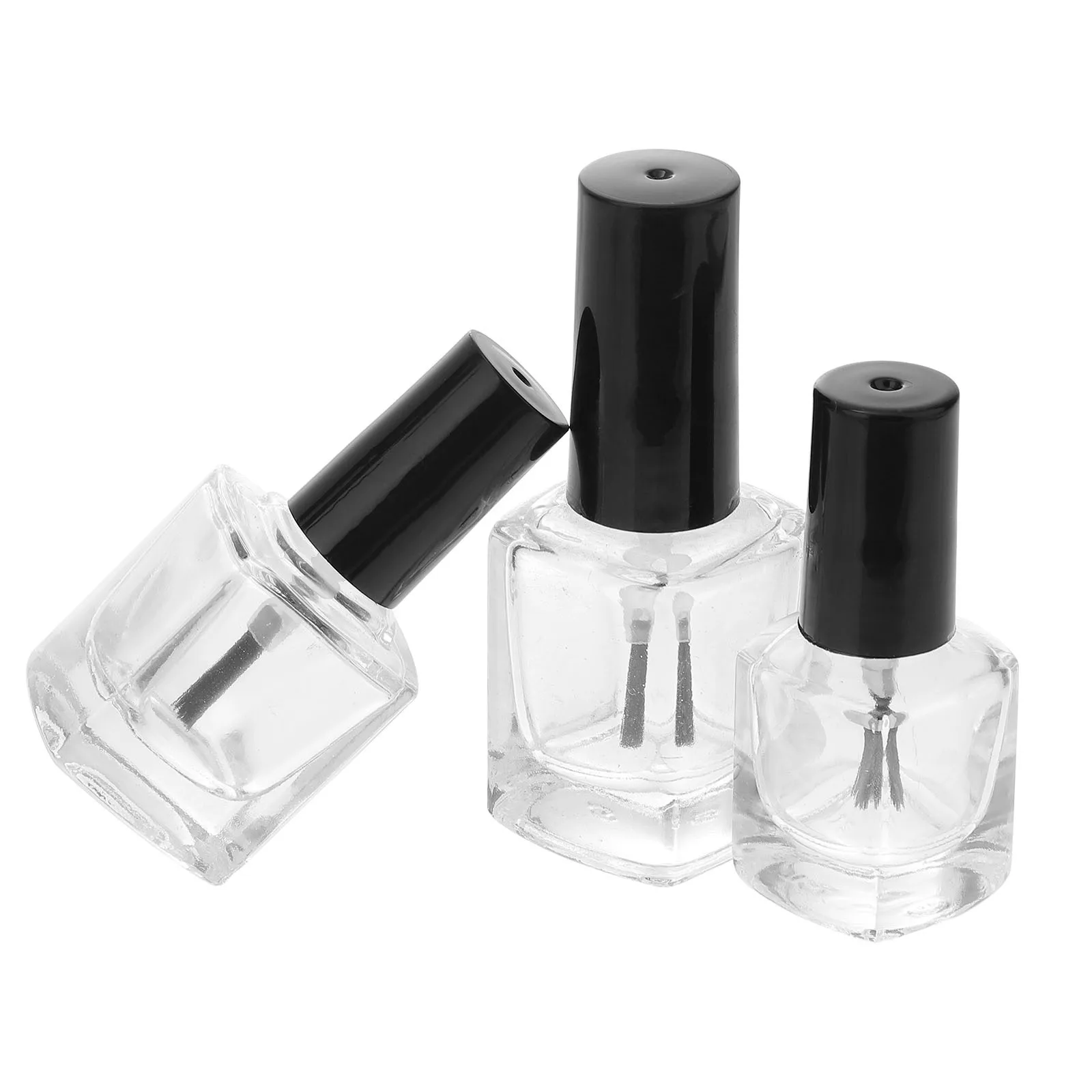 Bouteilles de vernis à ongles vides, brosse Premium à l'intérieur, Portable, utilisation en voyage, 5Ml 10Ml 15Ml, récipient de vernis à ongles en verre transparent, déversement, 3 pièces
