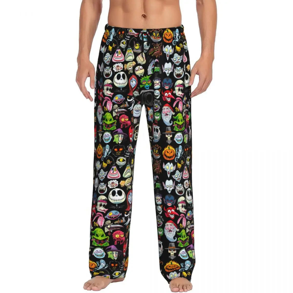 Pantalones de pijama Jack Skellington con estampado personalizado para hombre, ropa de dormir de pesadilla antes de Navidad, pantalones de salón para dormir con bolsillos