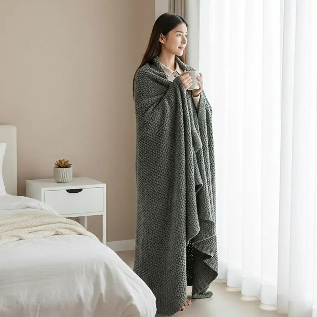 

Nordic Tassel Knit Throw Blanket | Soft Scandinavian Home Decor | Cozy AC Nap Blanket for Office, Sofa & Bedroom