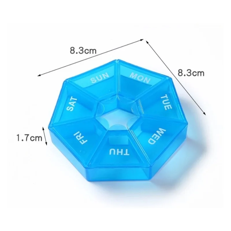Tragbare Reise-Mini-Pillenetuis mit 7 Tagen und 7 Gittern, Organizer für Tabletten, Pillen, Aufbewahrungsbehälter für Medikamente, Vitamin, Fischöle – Detail 1