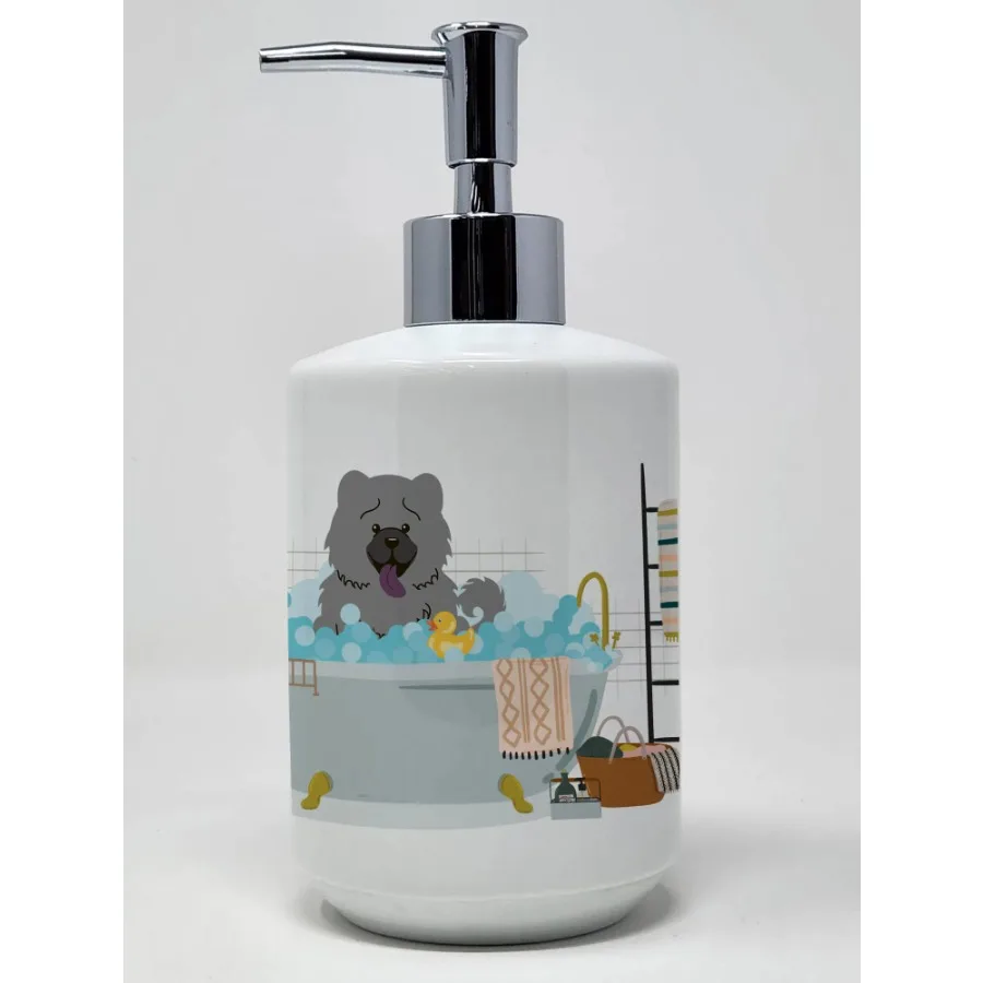 

Blue Chow Chow in Bathtub Ceramic Soap Dispenser Hand Soap Dispenser Pump Bottles for Bathroom Kitchen Empty Refillable Liquid